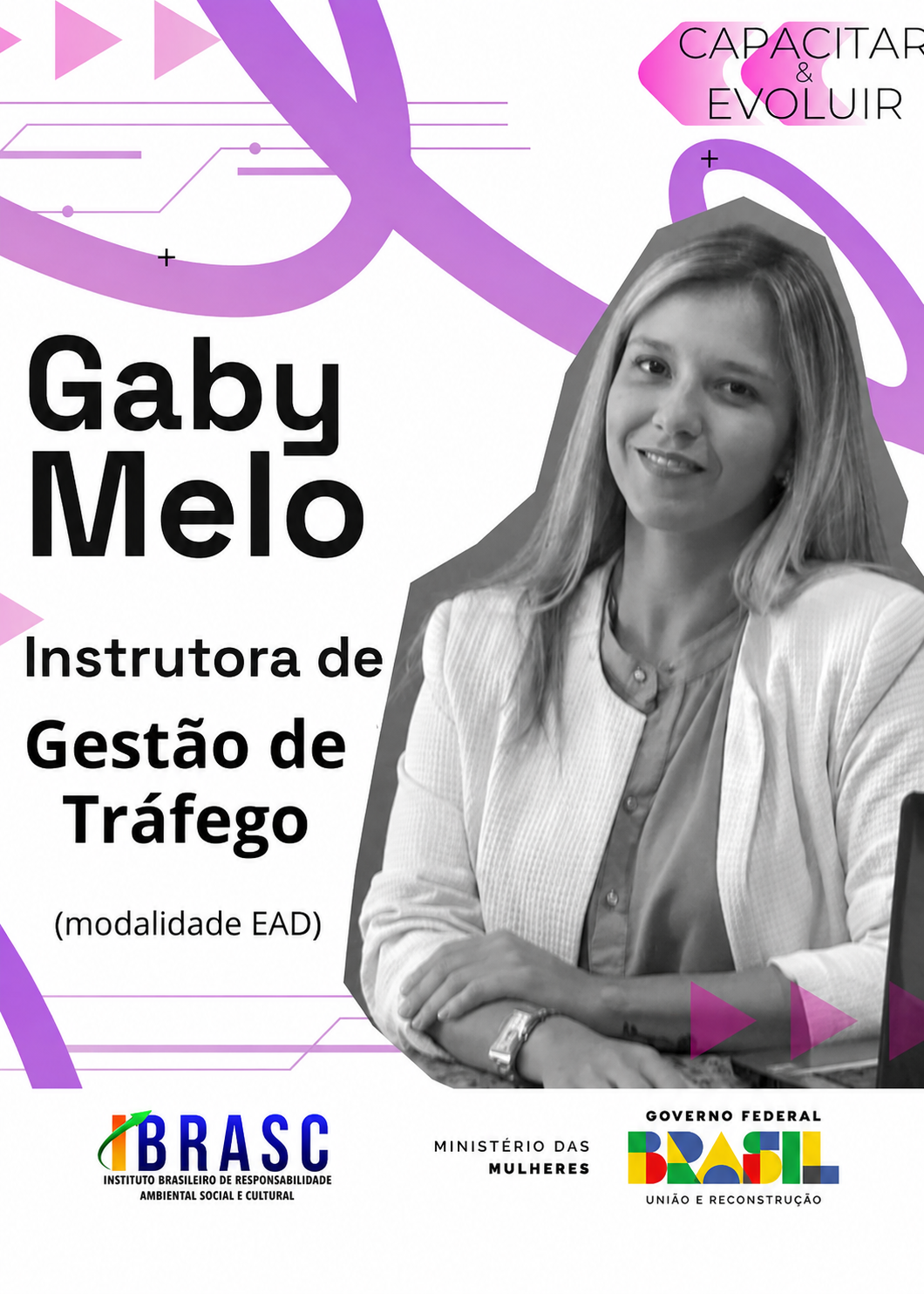 Gaby Melo, instrutora de Gestão de Tráfego no projeto Capacitar e Evoluir