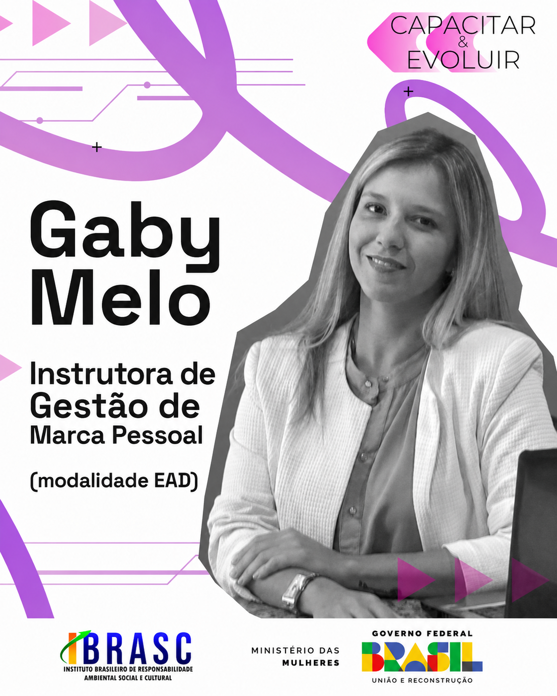 Gaby Melo, instrutora de Gestão de Marca Pessoal no projeto Capacitar e Evoluir